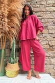 Annie Cushion Cotton Barrel Culotte Pant Rhubarb Rose